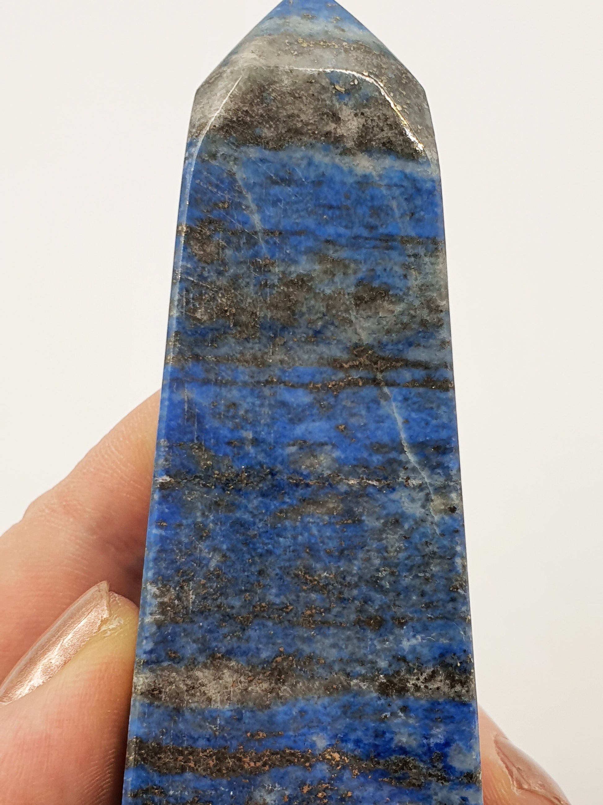 Unique Lapis Lazuli and Azurite Crystal Tower With Pyrite Sprinkles - 388g