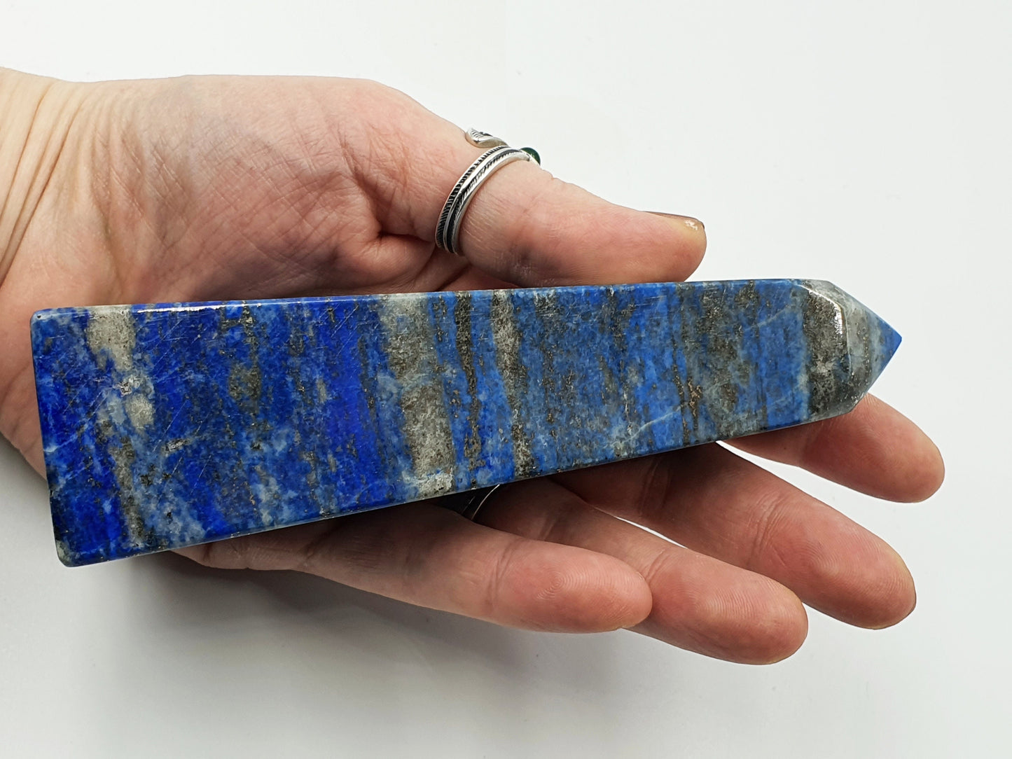 Unique Lapis Lazuli and Azurite Crystal Tower With Pyrite Sprinkles - 388g
