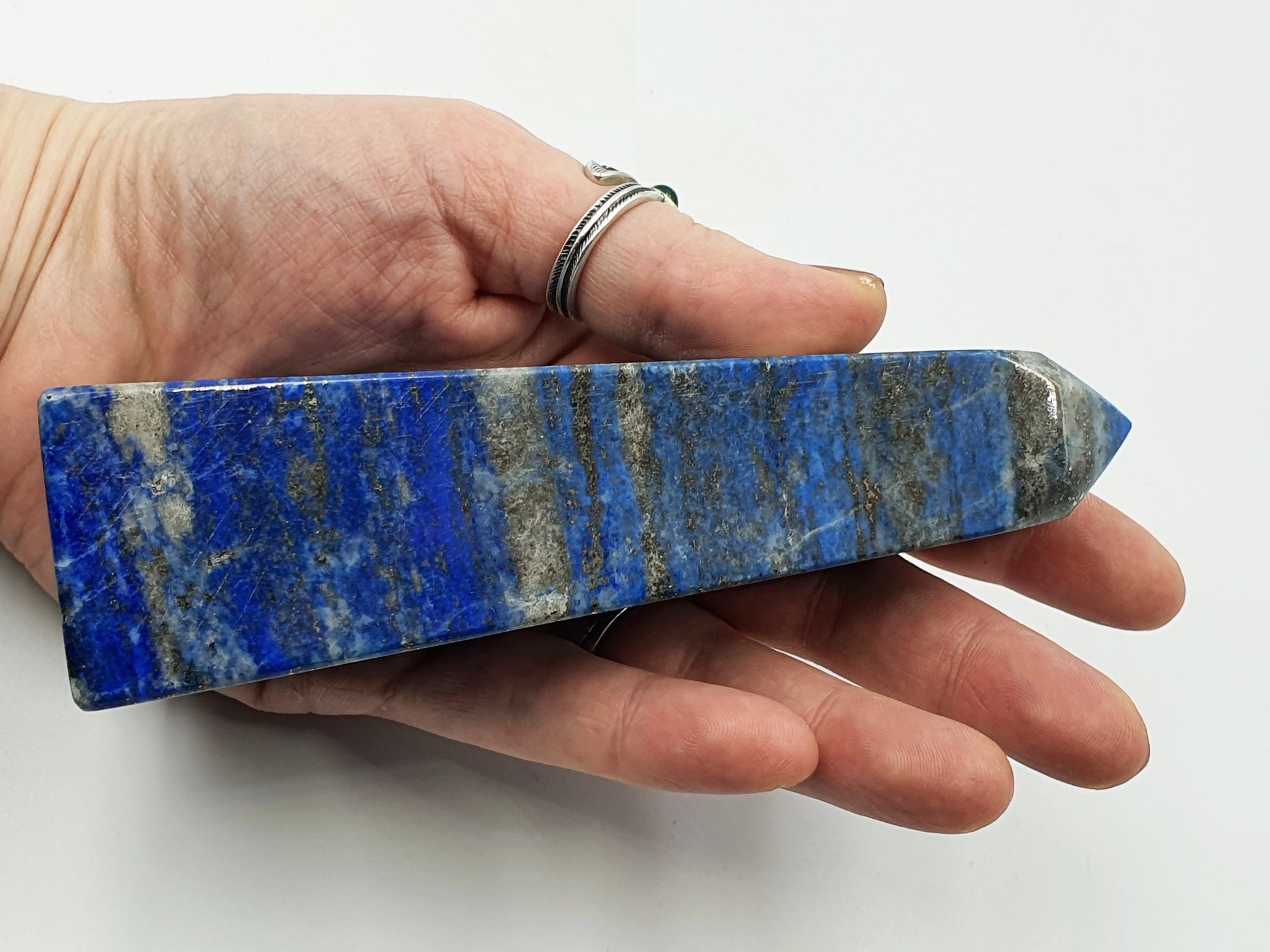 Unique Lapis Lazuli and Azurite Crystal Tower With Pyrite Sprinkles - 388g