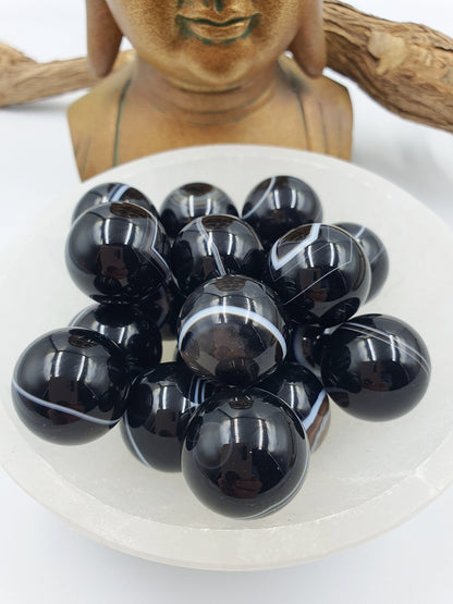Black Banded Agate Mini Sphere - 20mm