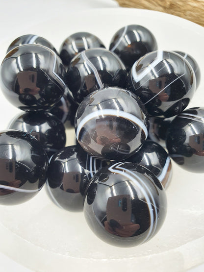 Black Banded Agate Mini Sphere - 20mm
