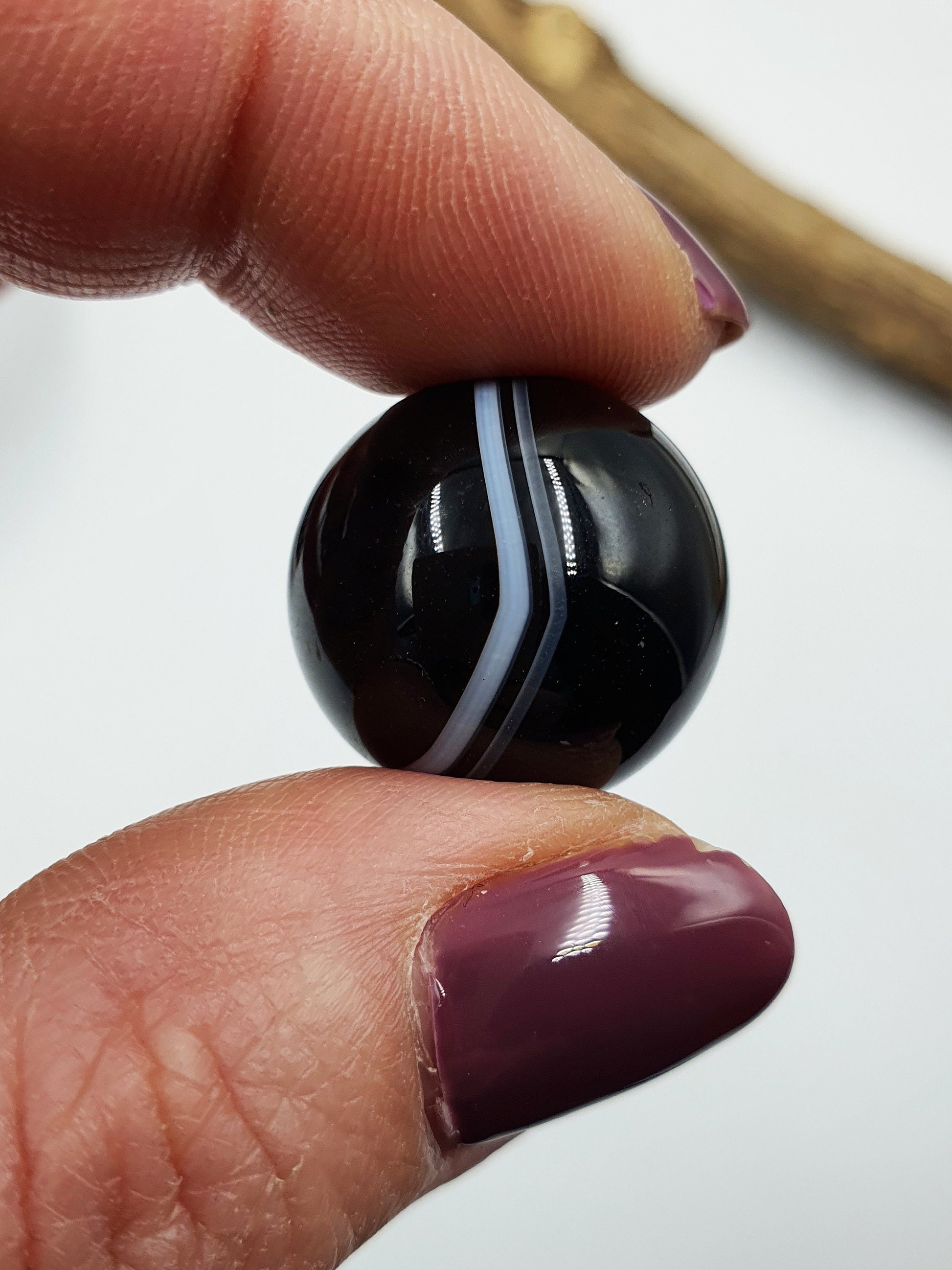 Black Banded Agate Mini Crystal Sphere - approx 20mm