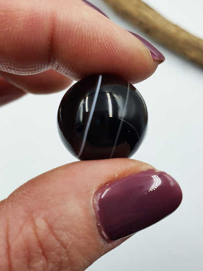 Black Banded Agate Mini Crystal Sphere - approx 20mm