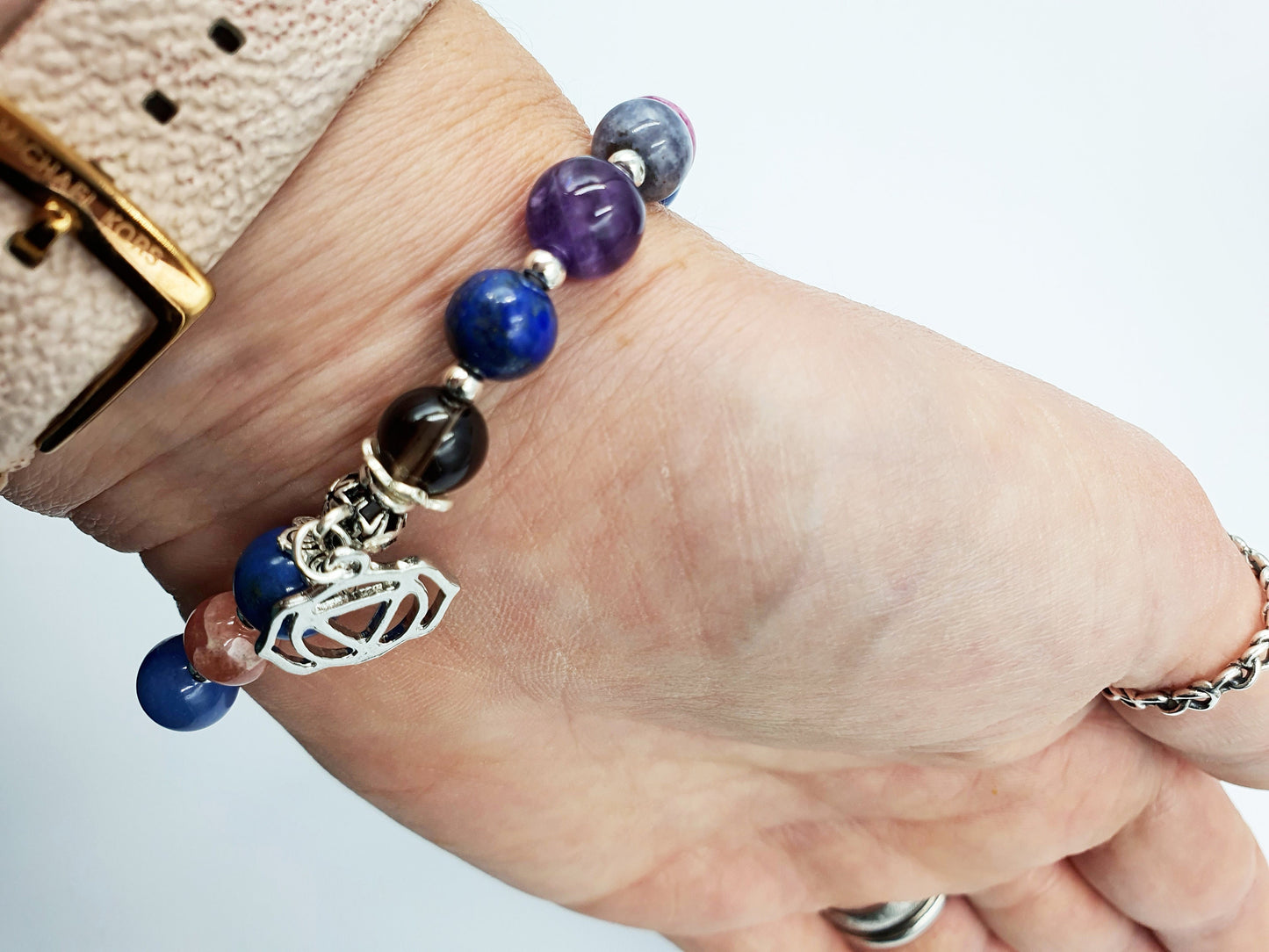 Migraine/Headache Support Crystal Healing Bracelet with Chakra Charm