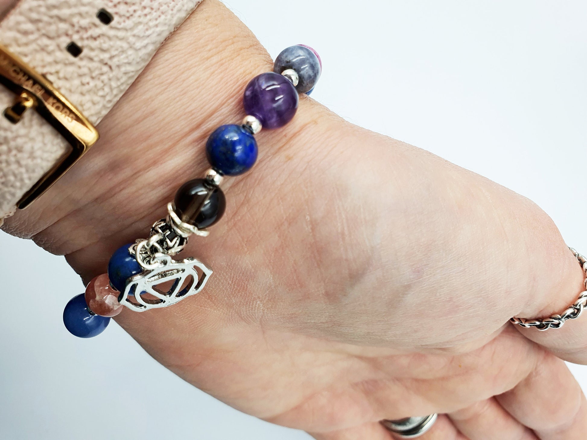 Migraine/Headache Support Crystal Healing Bracelet with Chakra Charm