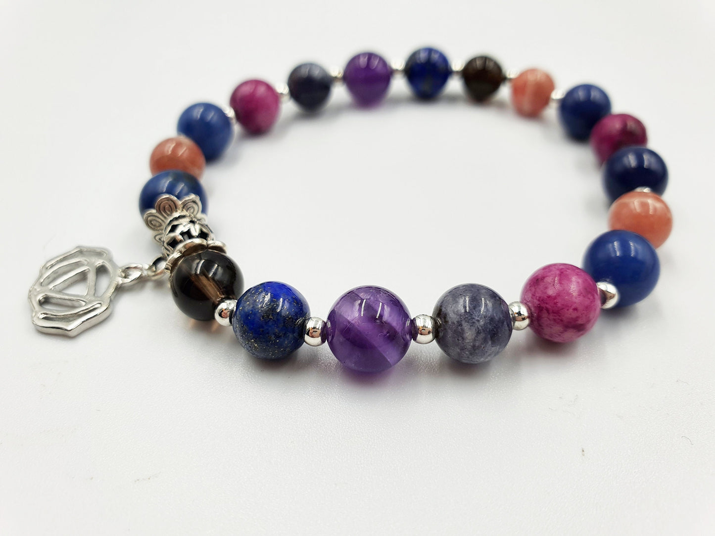 Migraine/Headache Support Crystal Healing Bracelet with Chakra Charm