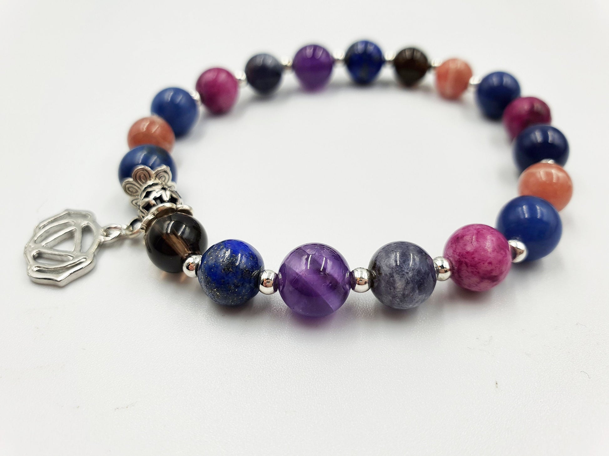 Migraine/Headache Support Crystal Healing Bracelet with Chakra Charm