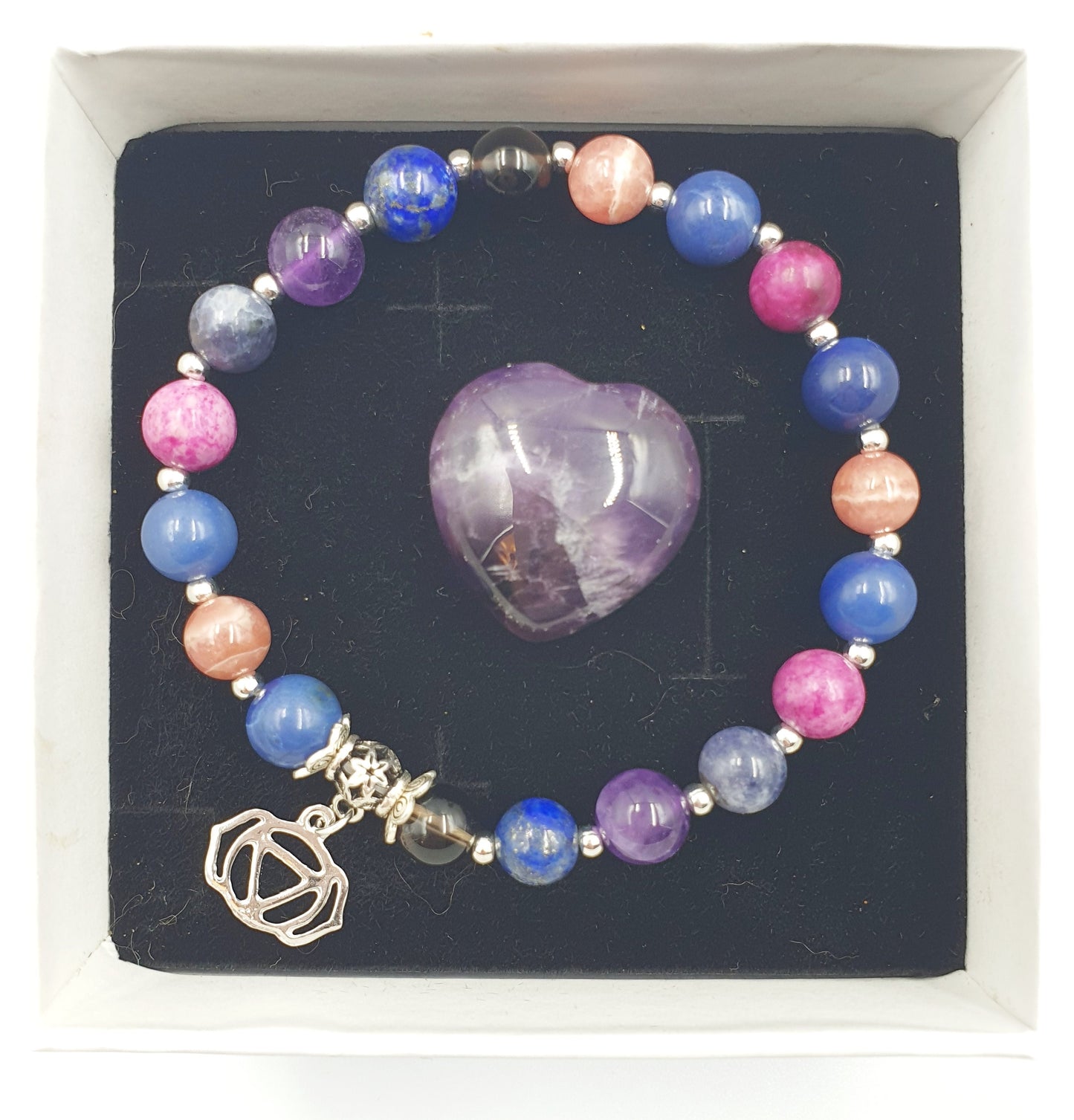 Migraine/Headache Support Crystal Healing Bracelet with Chakra Charm