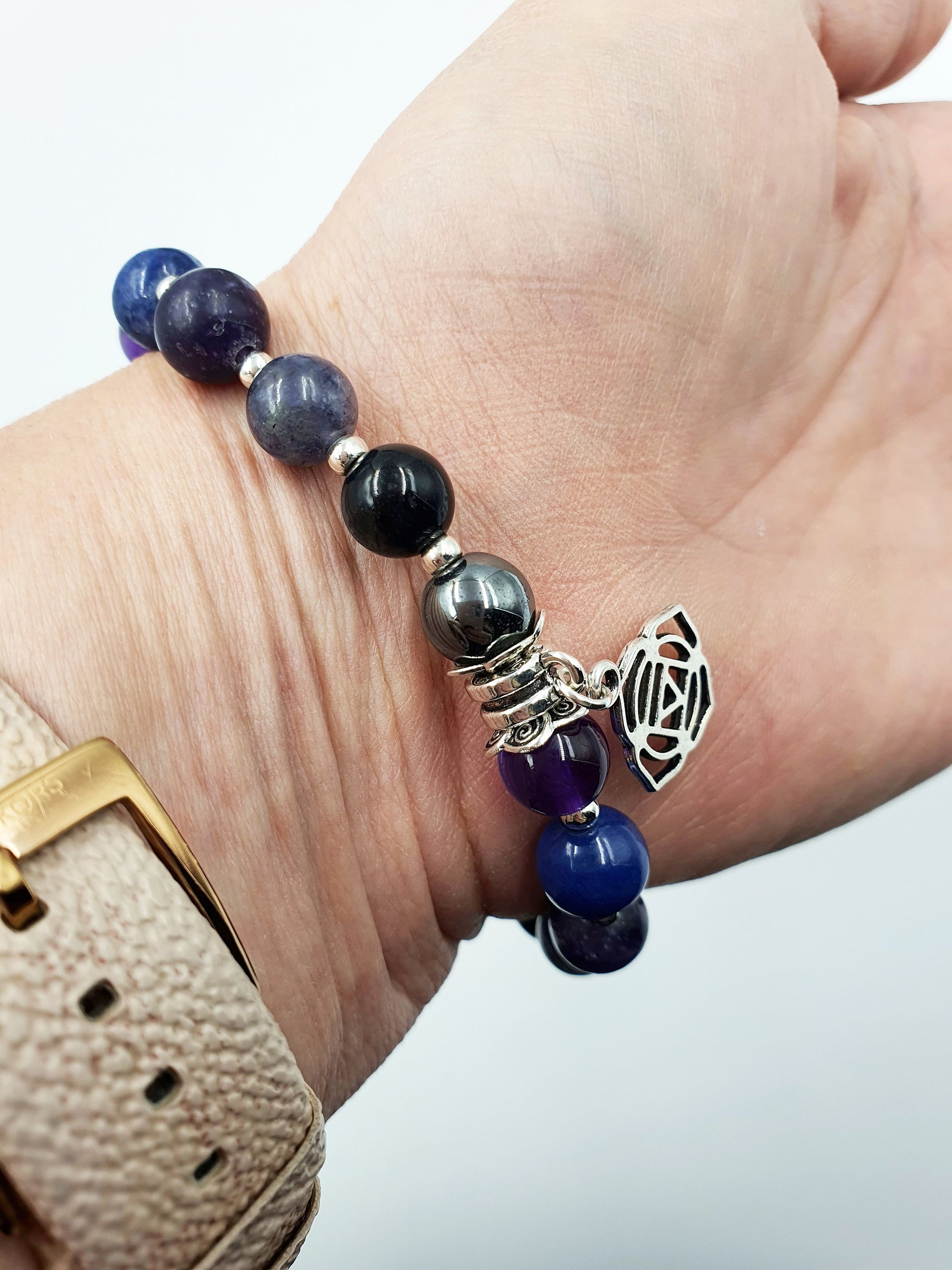 Addiction Support Crystal Healing Bracelet with Chakra Charm