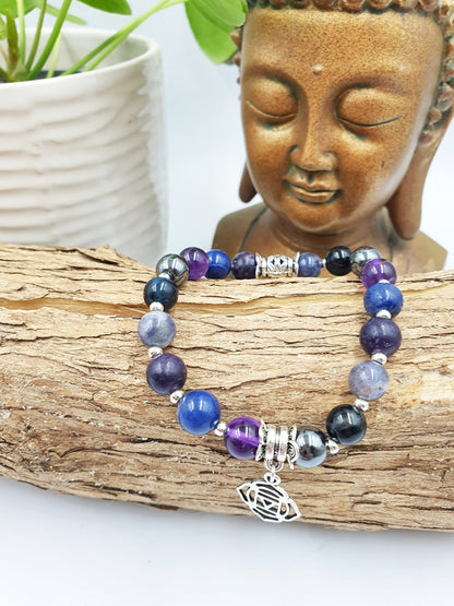 Addiction Support Crystal Healing Bracelet with Chakra Charm