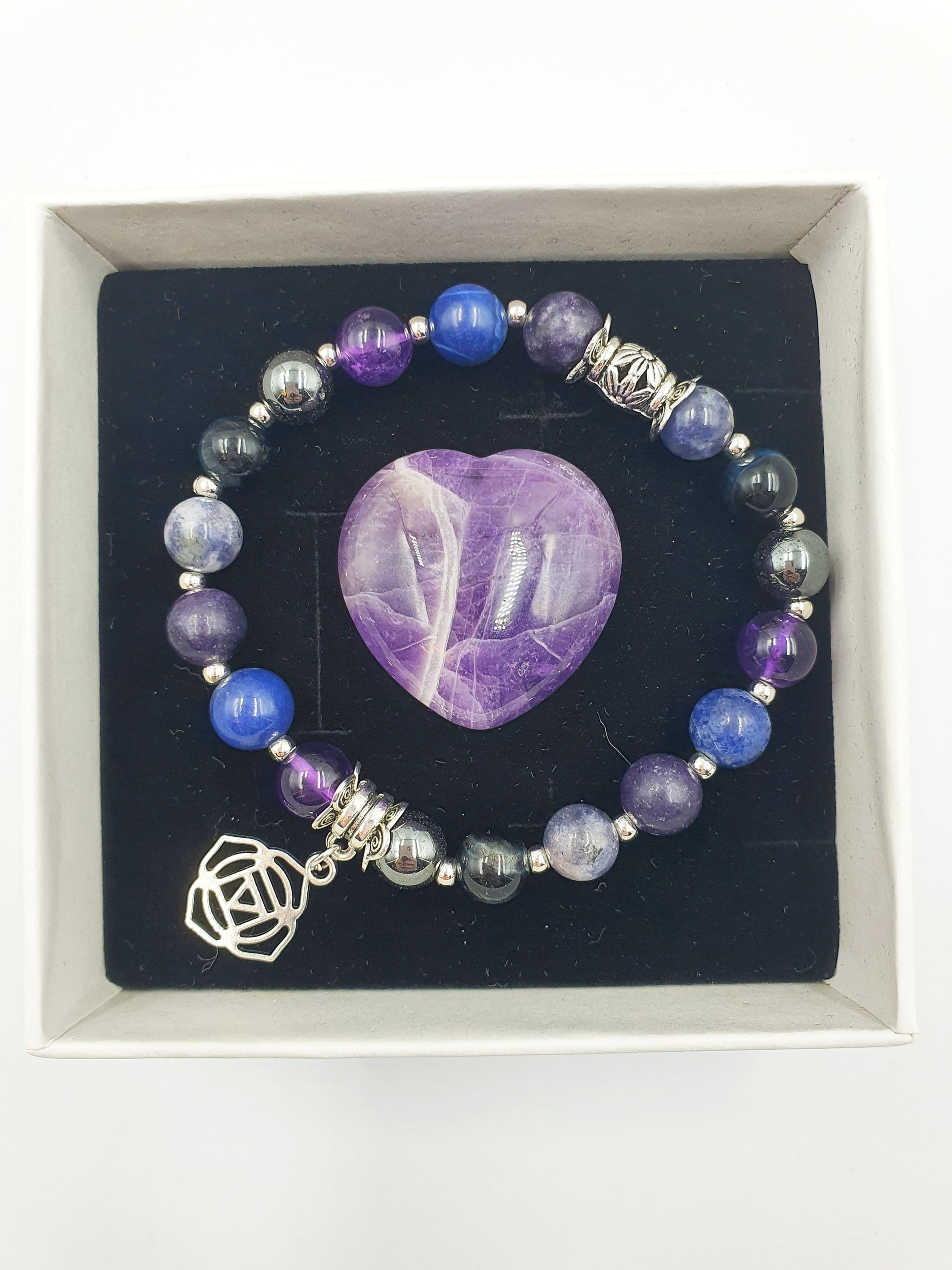 Addiction Support Crystal Healing Bracelet with Chakra Charm