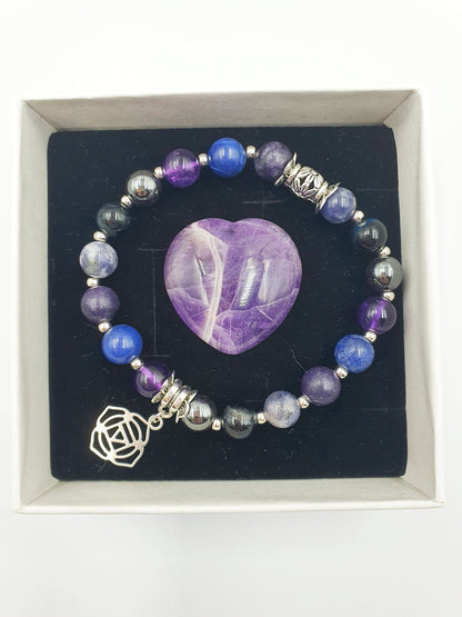 Addiction Support Crystal Healing Bracelet with Chakra Charm