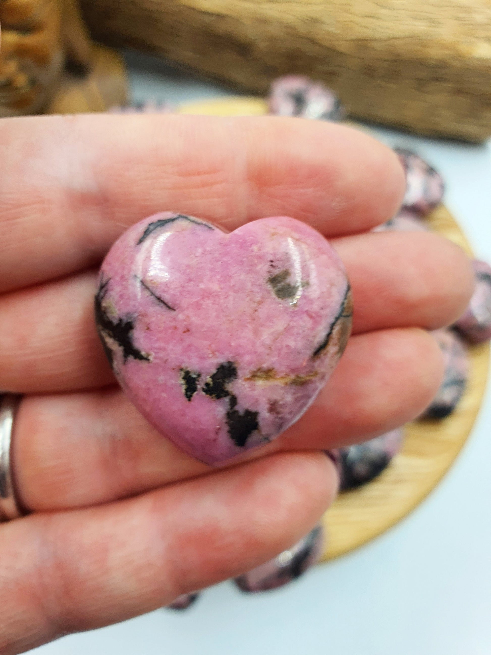 Rhodonite Puff Heart - 30mm