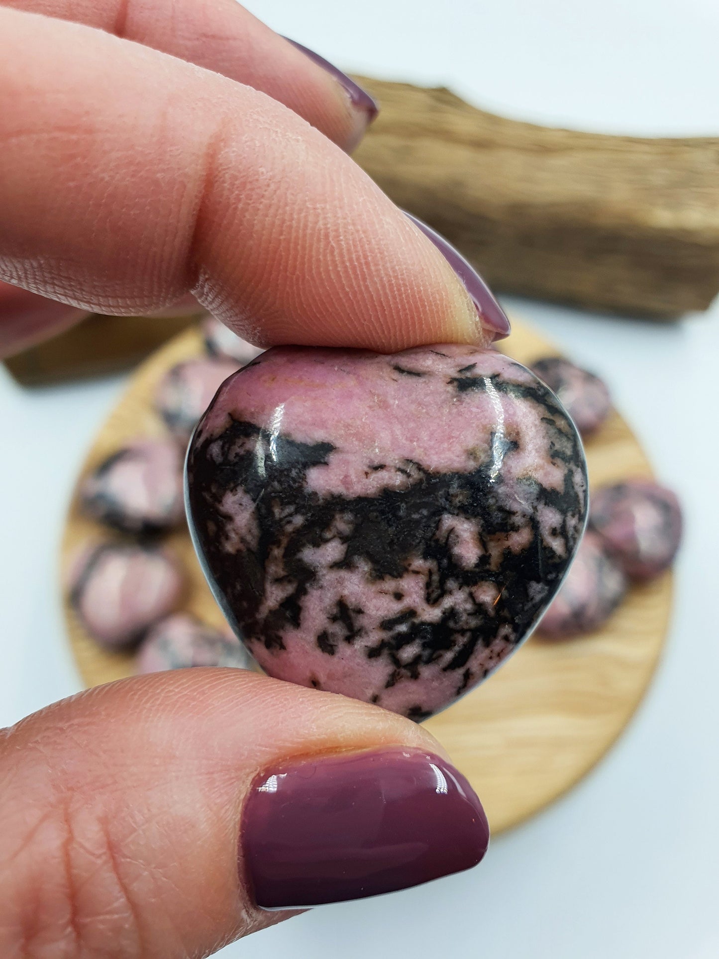 Rhodonite Puff Heart - 30mm