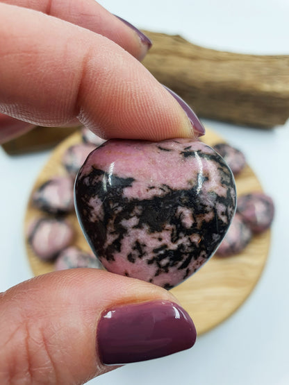 Rhodonite Puff Heart - 30mm
