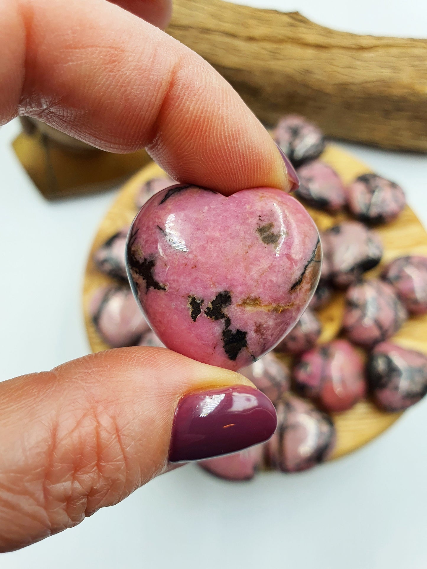 Rhodonite Puff Heart - 30mm