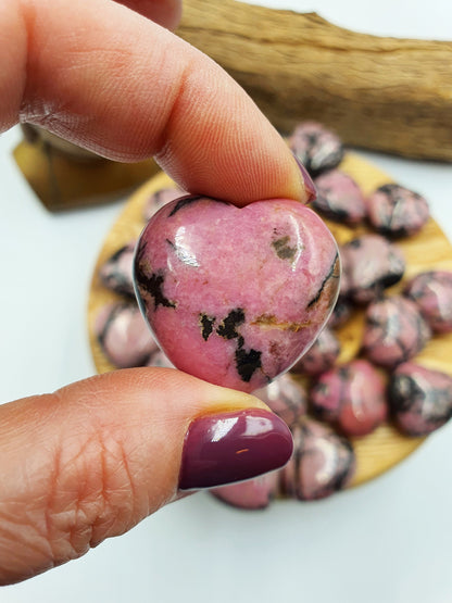 Rhodonite Puff Heart - 30mm