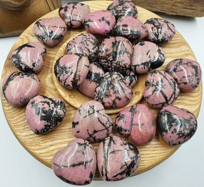 Rhodonite Puff Heart - 30mm