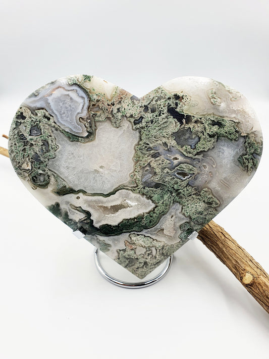 Huge Moss Agate Drusy Crystal Heart - 1.4kg