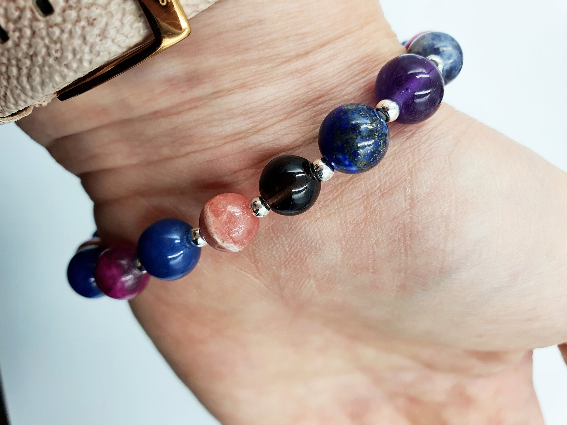 Migraine/Headache Support Crystal Healing Bracelet with Chakra Charm