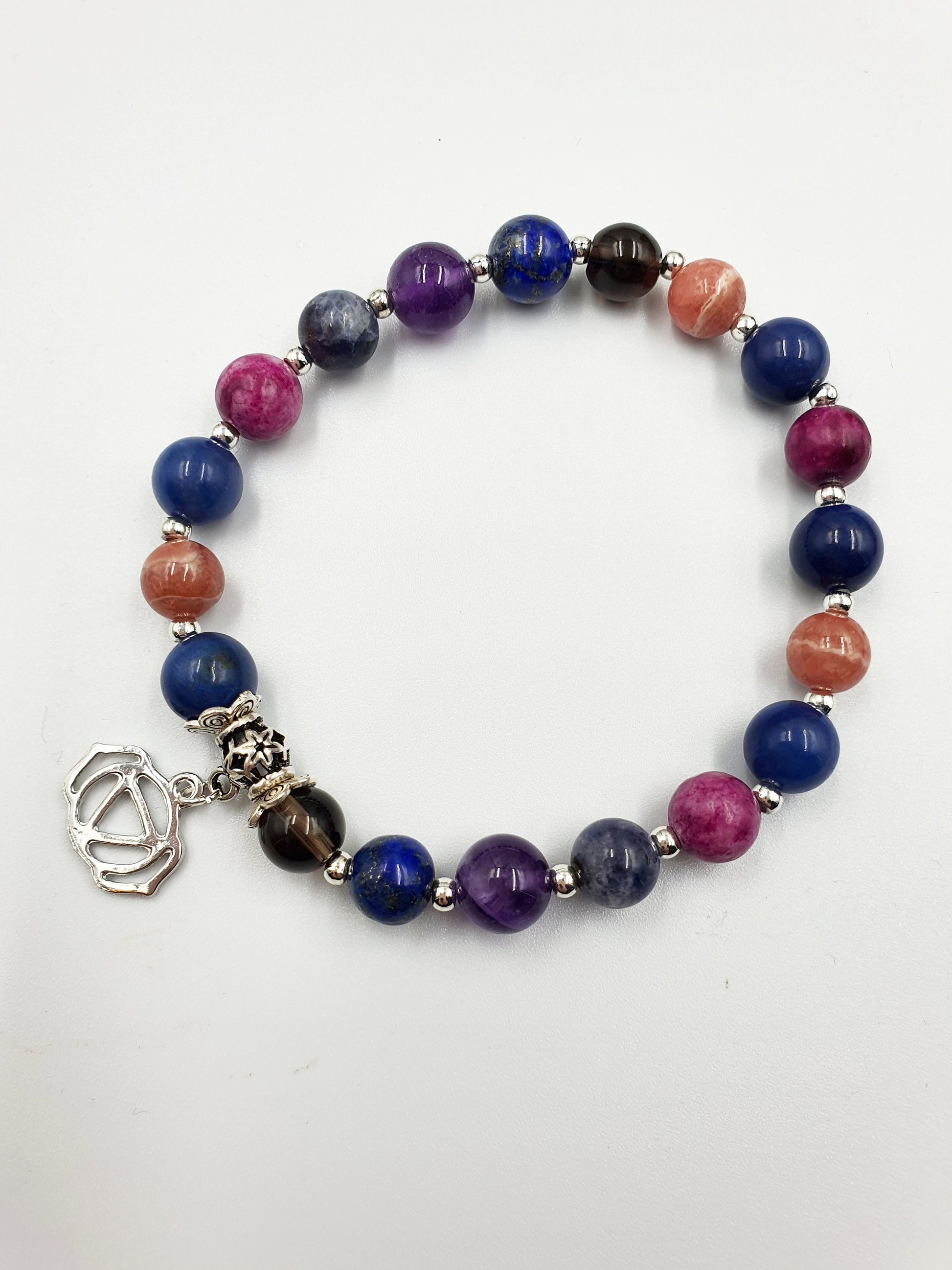 Migraine/Headache Support Crystal Healing Bracelet with Chakra Charm