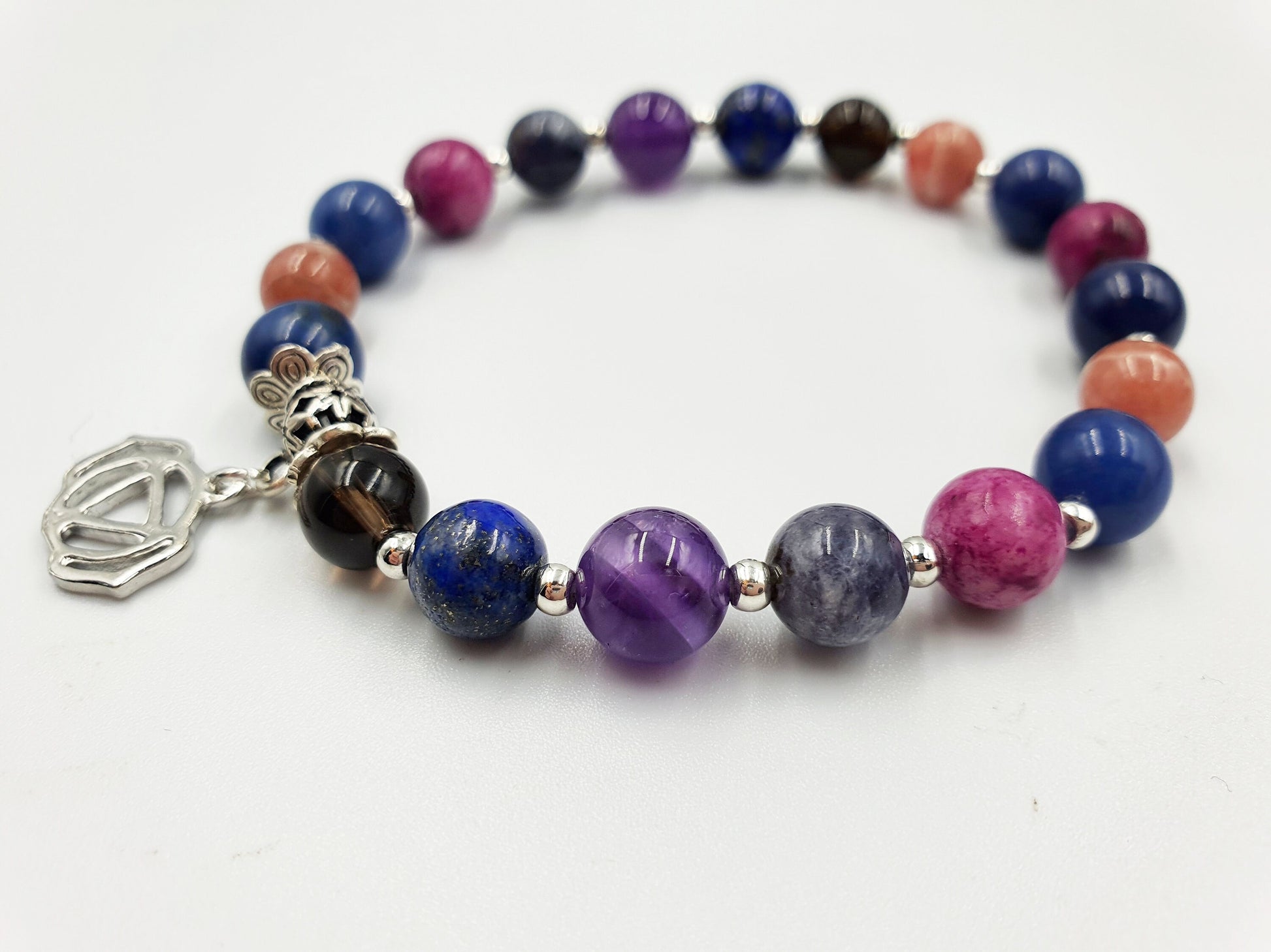 Migraine/Headache Support Crystal Healing Bracelet with Chakra Charm