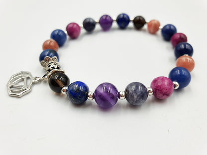 Migraine/Headache Support Crystal Healing Bracelet with Chakra Charm