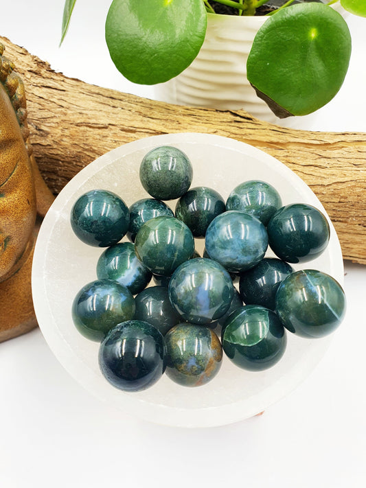 Moss Agate Crystal Mini Sphere - 20mm