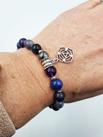Addiction Support Crystal Healing Bracelet with Chakra Charm