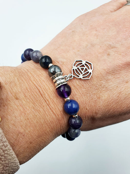 Addiction Support Crystal Healing Bracelet with Chakra Charm