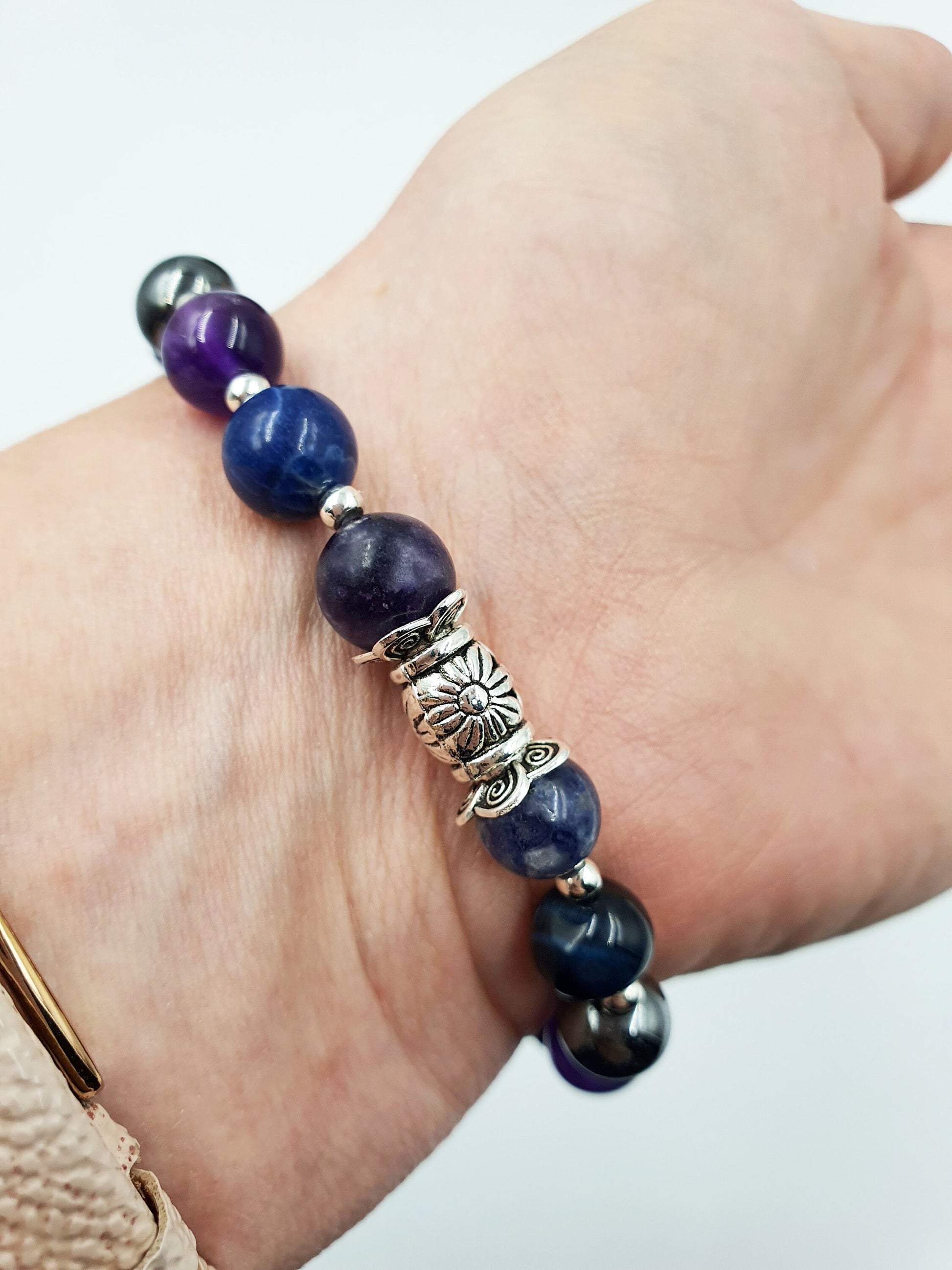 Addiction Support Crystal Healing Bracelet with Chakra Charm