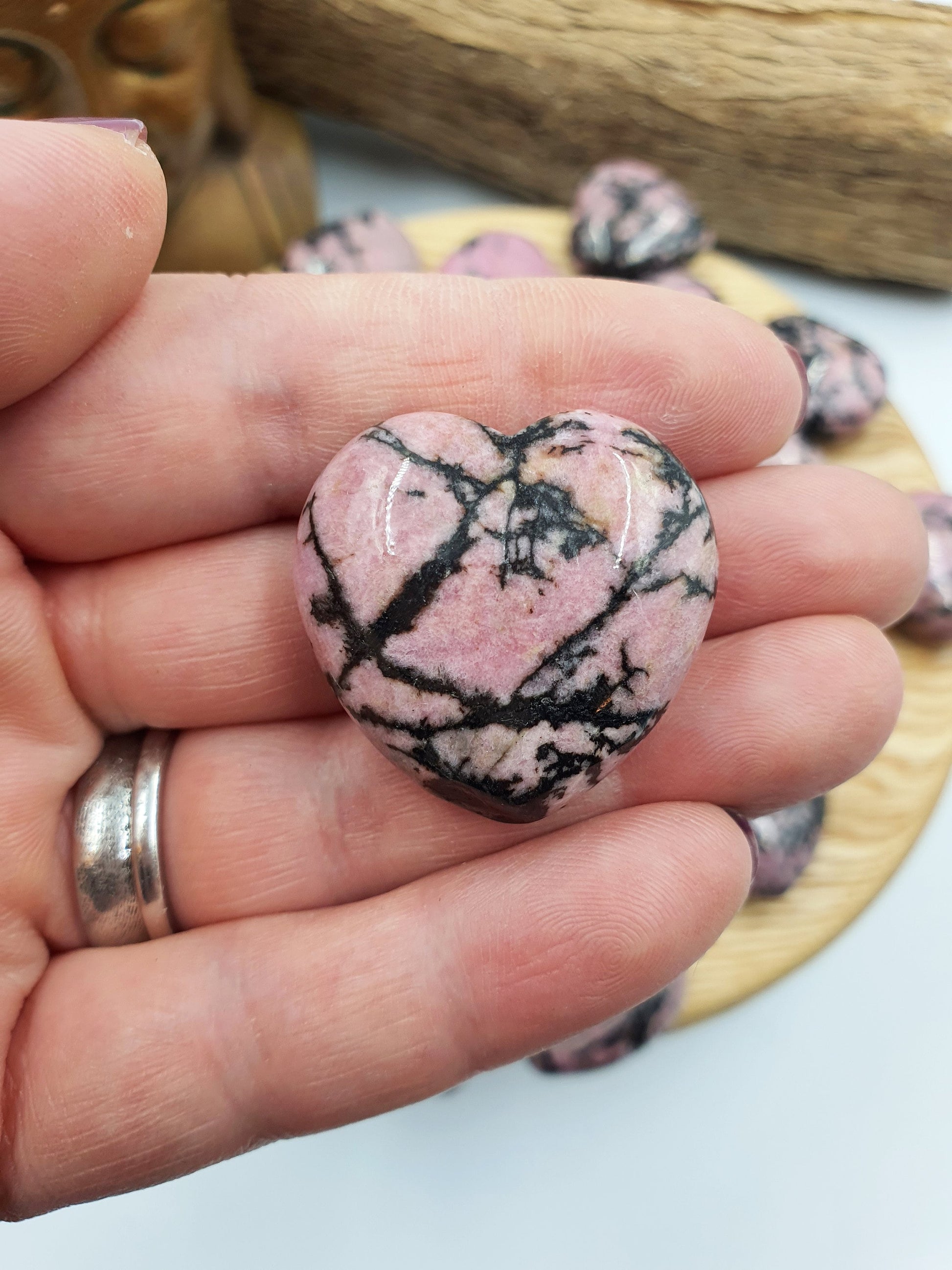 Rhodonite Puff Heart - 30mm