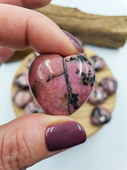 Rhodonite Puff Heart - 30mm