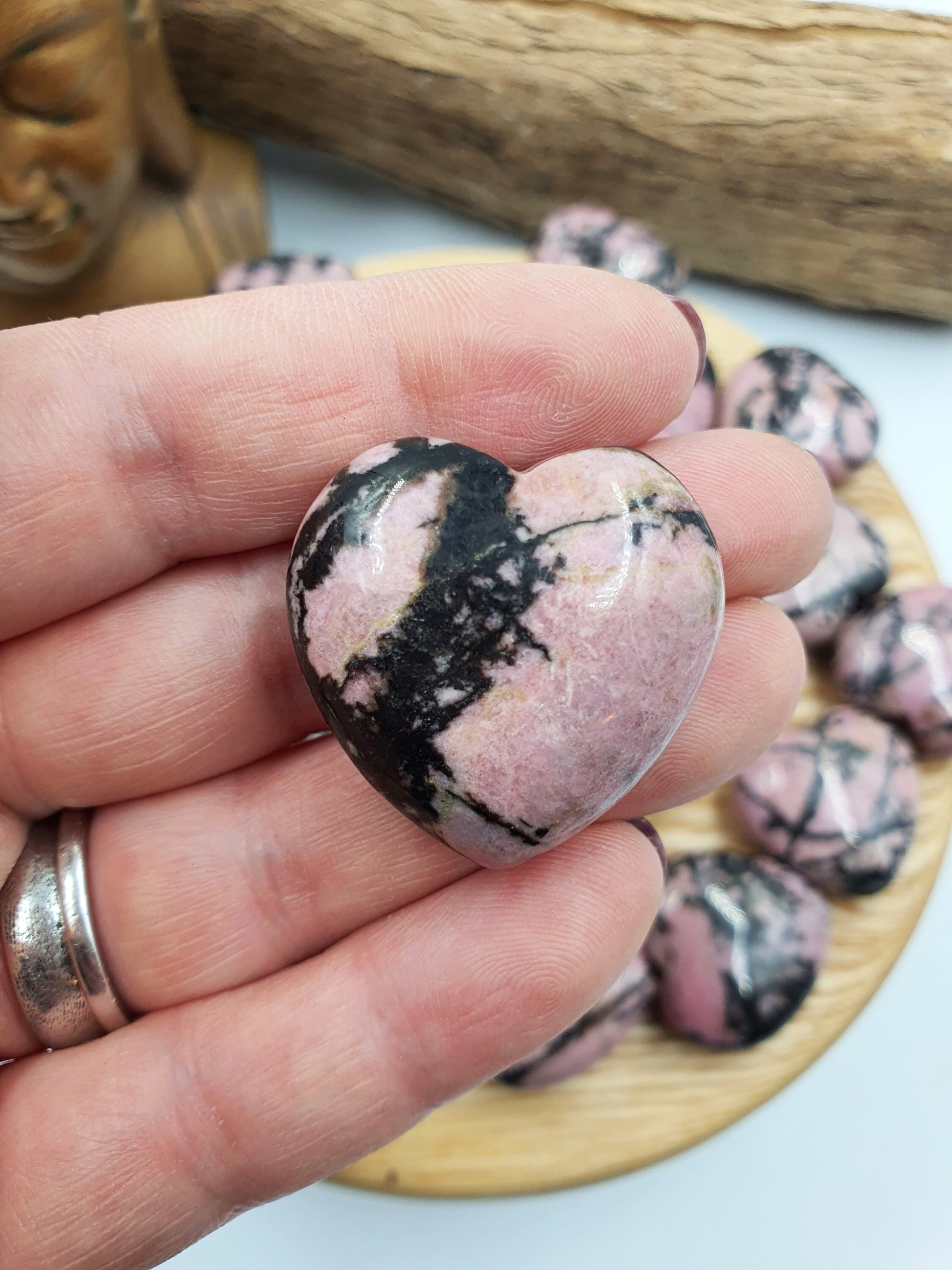 Rhodonite Puff Heart - 30mm
