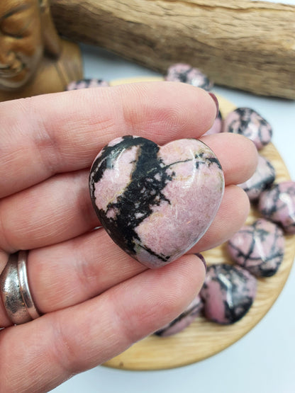 Rhodonite Puff Heart - 30mm