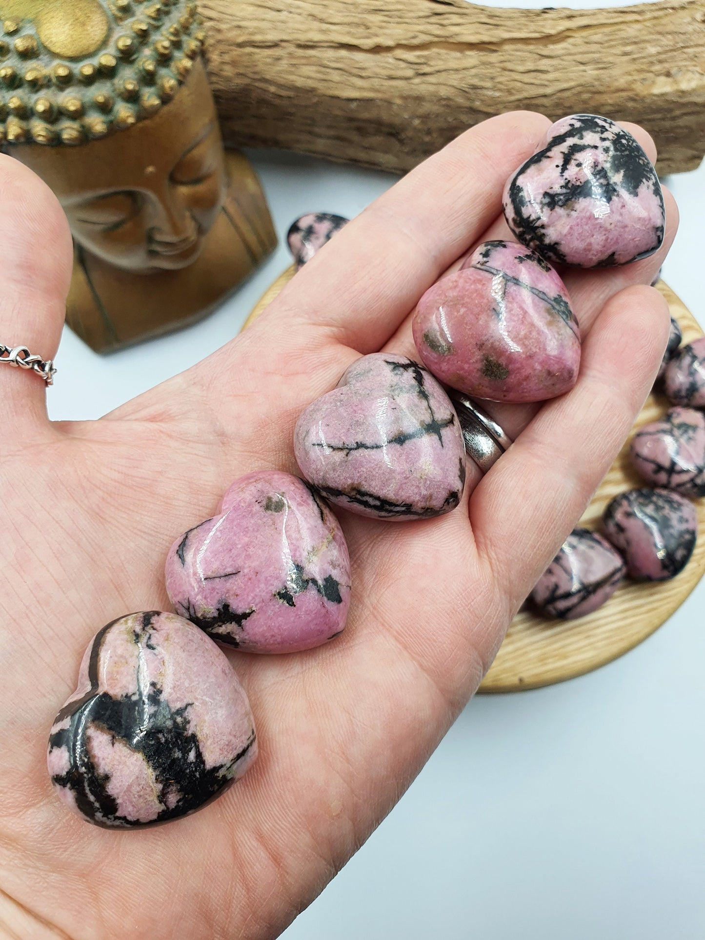 Rhodonite Puff Heart - 30mm