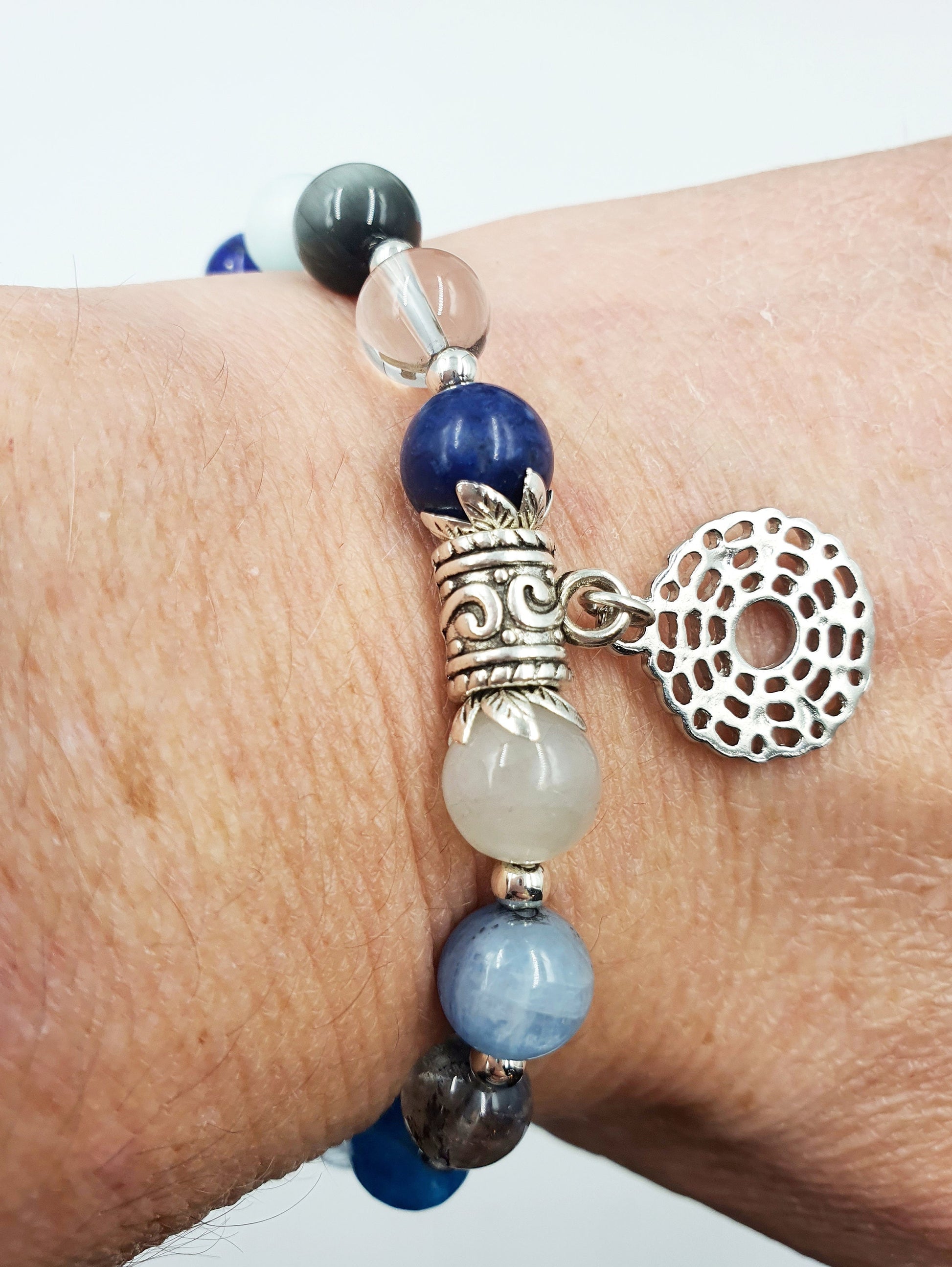 Spiritual Development Support Crystal Healing Bracelet with Chakra Charm (with 16 different crystals)
