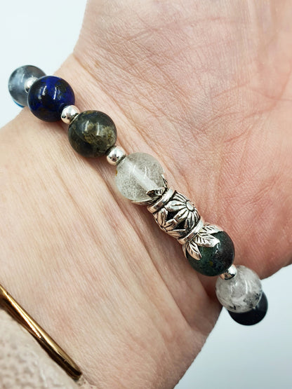 Spiritual Development Support Crystal Healing Bracelet with Chakra Charm (with 16 different crystals)