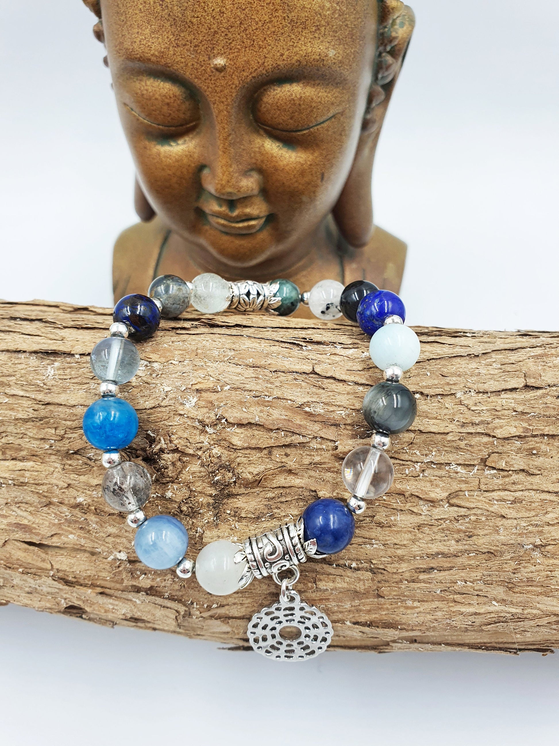 Spiritual Development Support Crystal Healing Bracelet with Chakra Charm (with 16 different crystals)