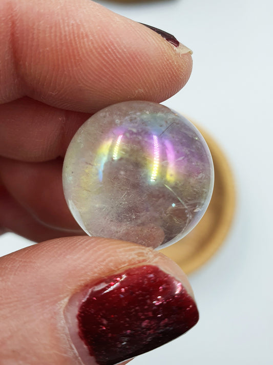 Aura Clear Quartz Crystal Mini Sphere - Various Sizes Available
