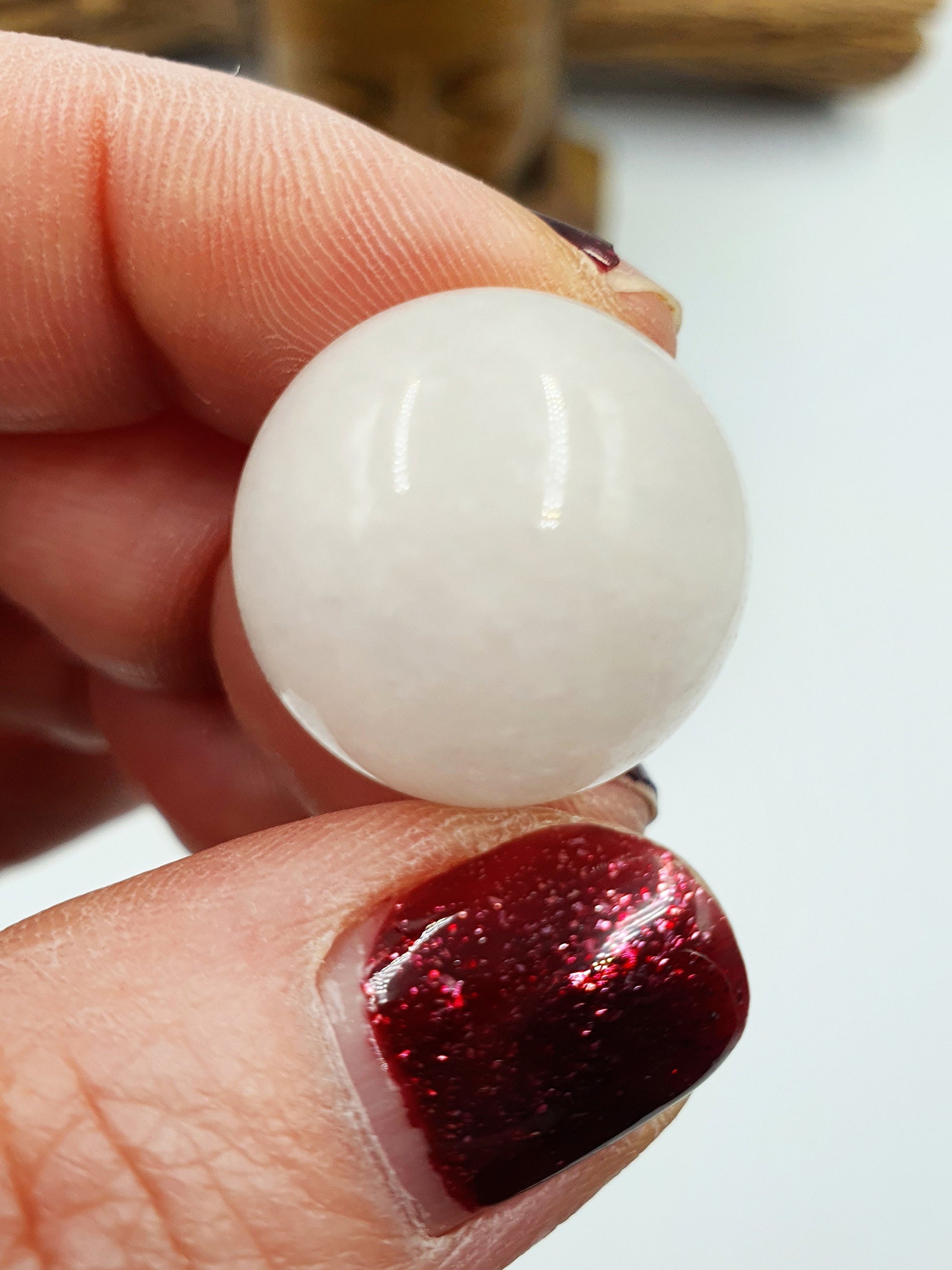 White Jade Mini Sphere - approx 20mm