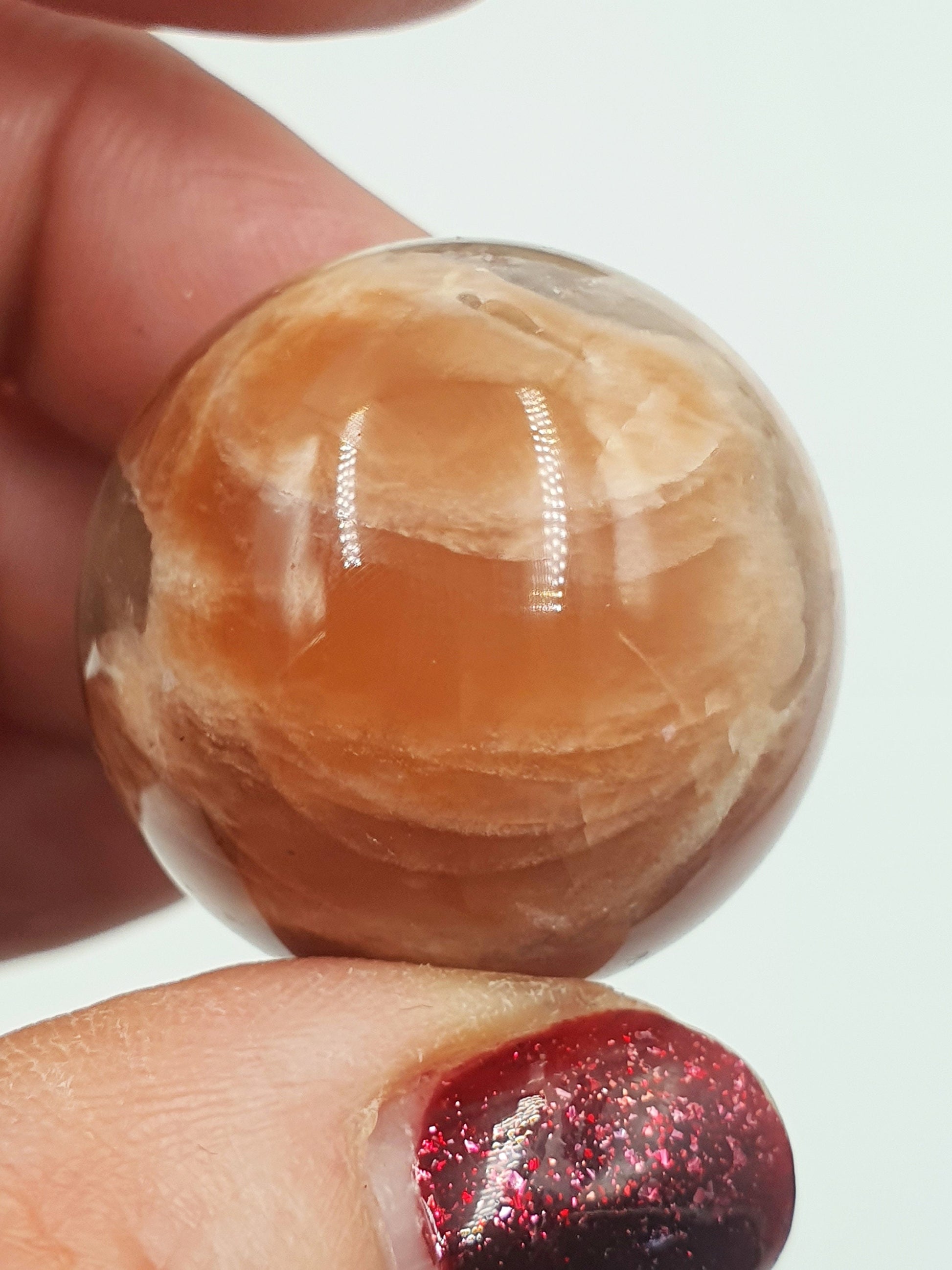 A Grade Flashy Peach Moonstone Crystal Sphere - 27.4mm