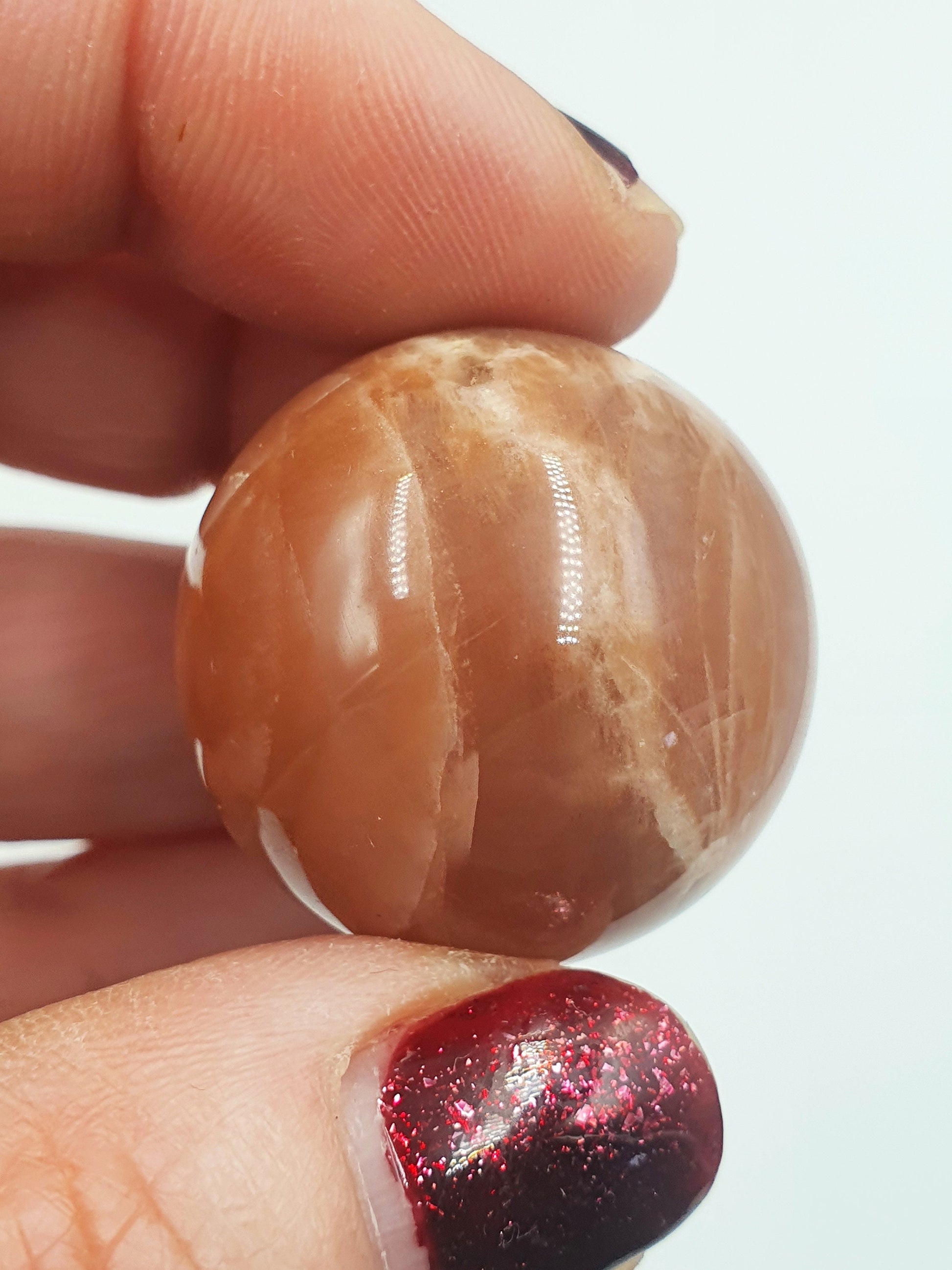 A Grade Flashy Peach Moonstone Crystal Sphere - 27.4mm