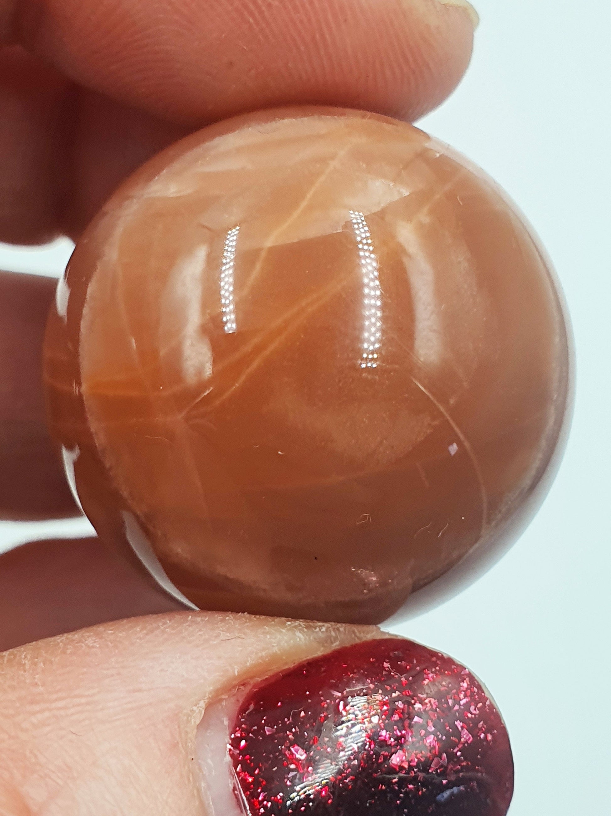 A Grade Flashy Peach Moonstone Crystal Sphere - 27.4mm