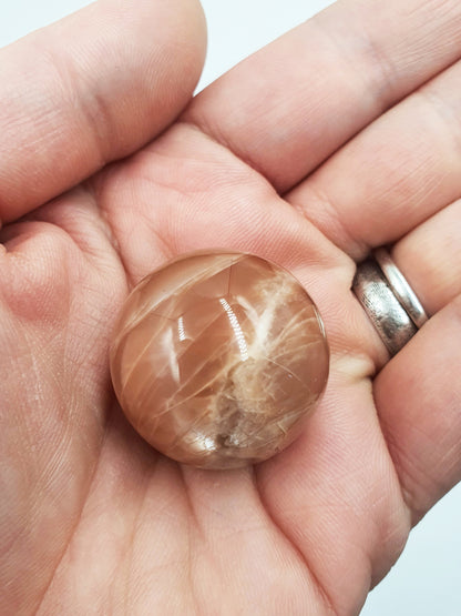 A Grade Flashy Peach Moonstone Crystal Sphere - 27.4mm