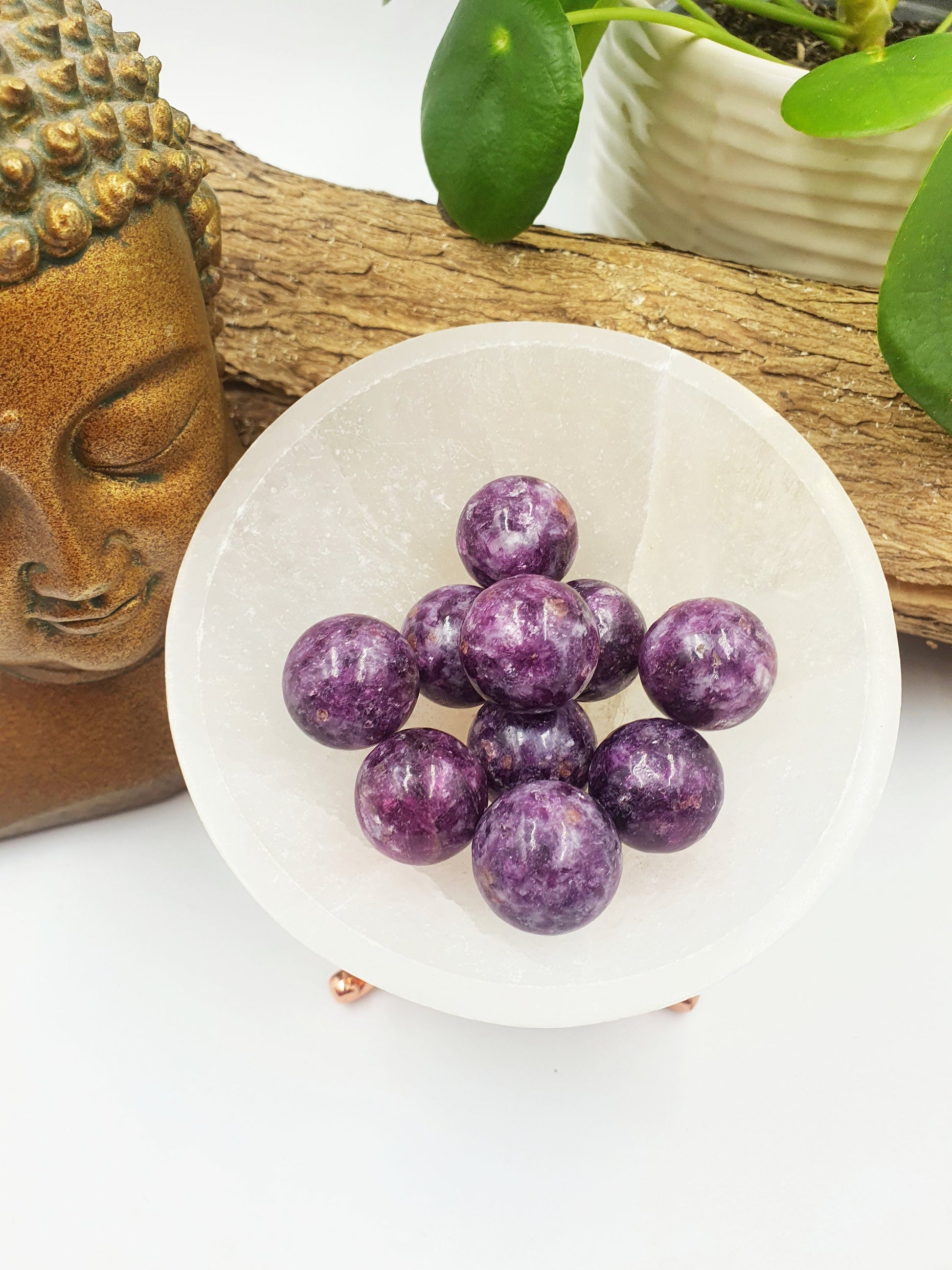 Flashy Purple Mica in Quartz Crystal Mini Sphere - approx 20mm