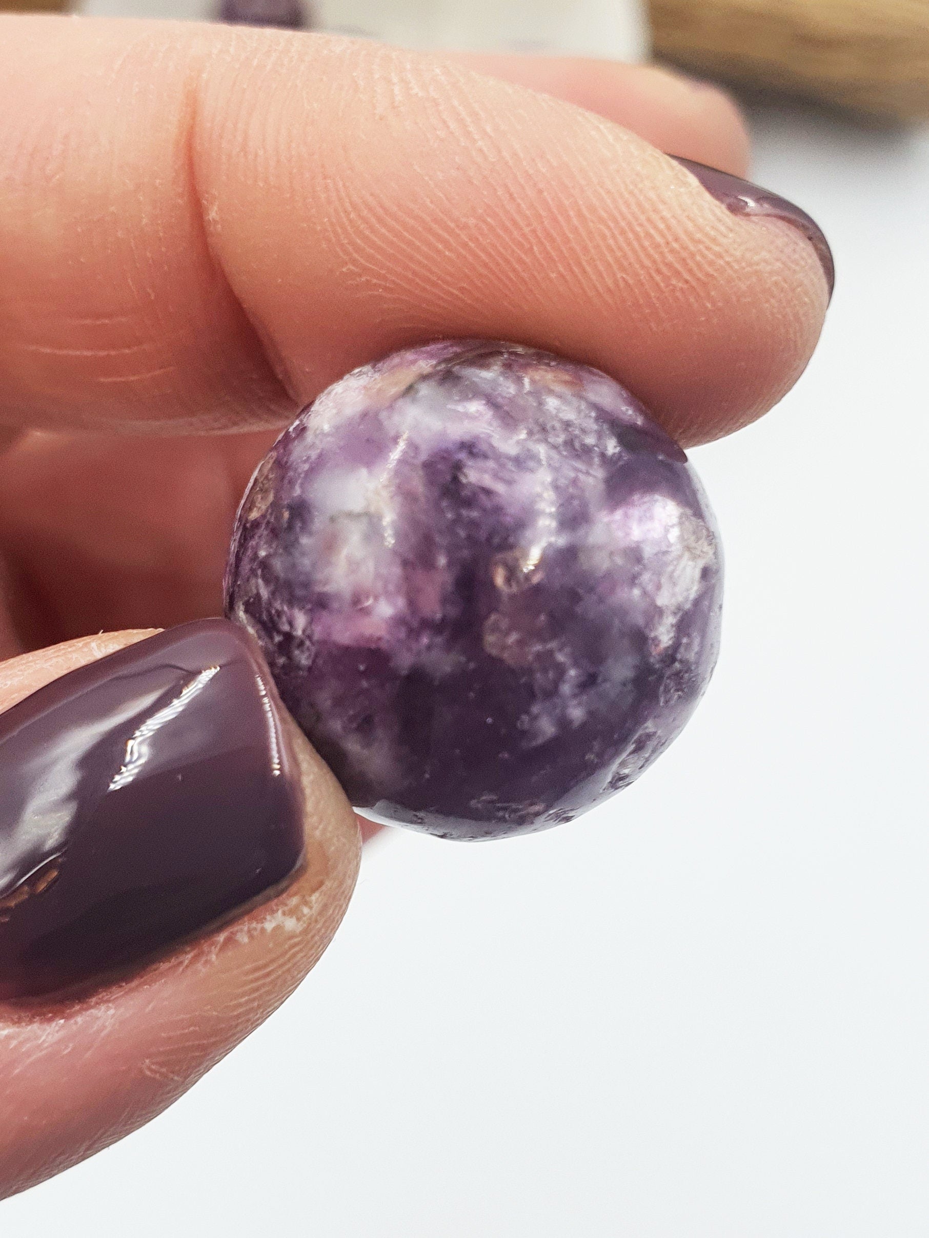 Flashy Purple Mica in Quartz Crystal Mini Sphere - approx 20mm