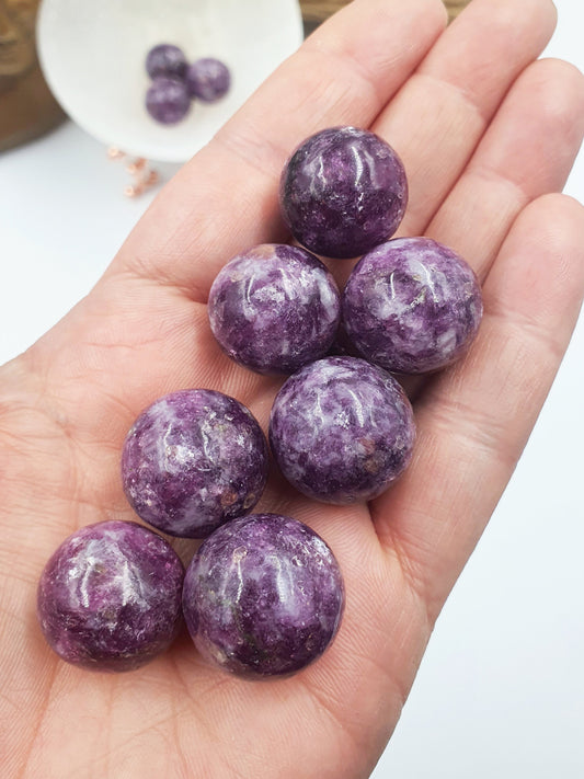 Flashy Purple Mica in Quartz Crystal Mini Sphere - approx 20mm