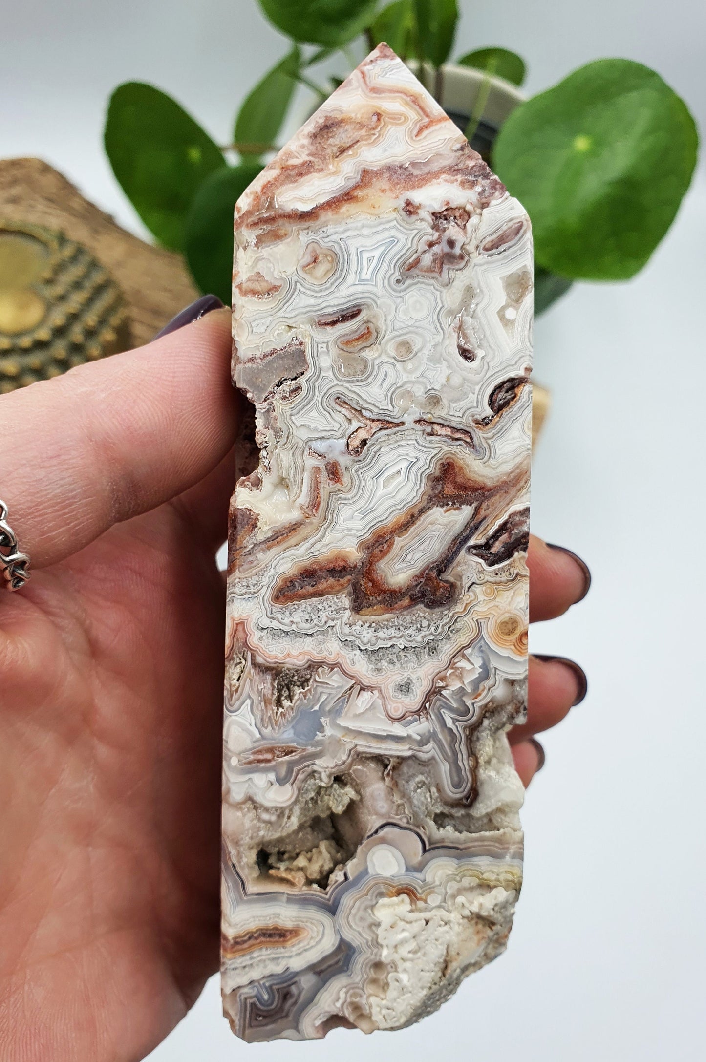 Mexican Crazy Lace Agate Crystal Tower