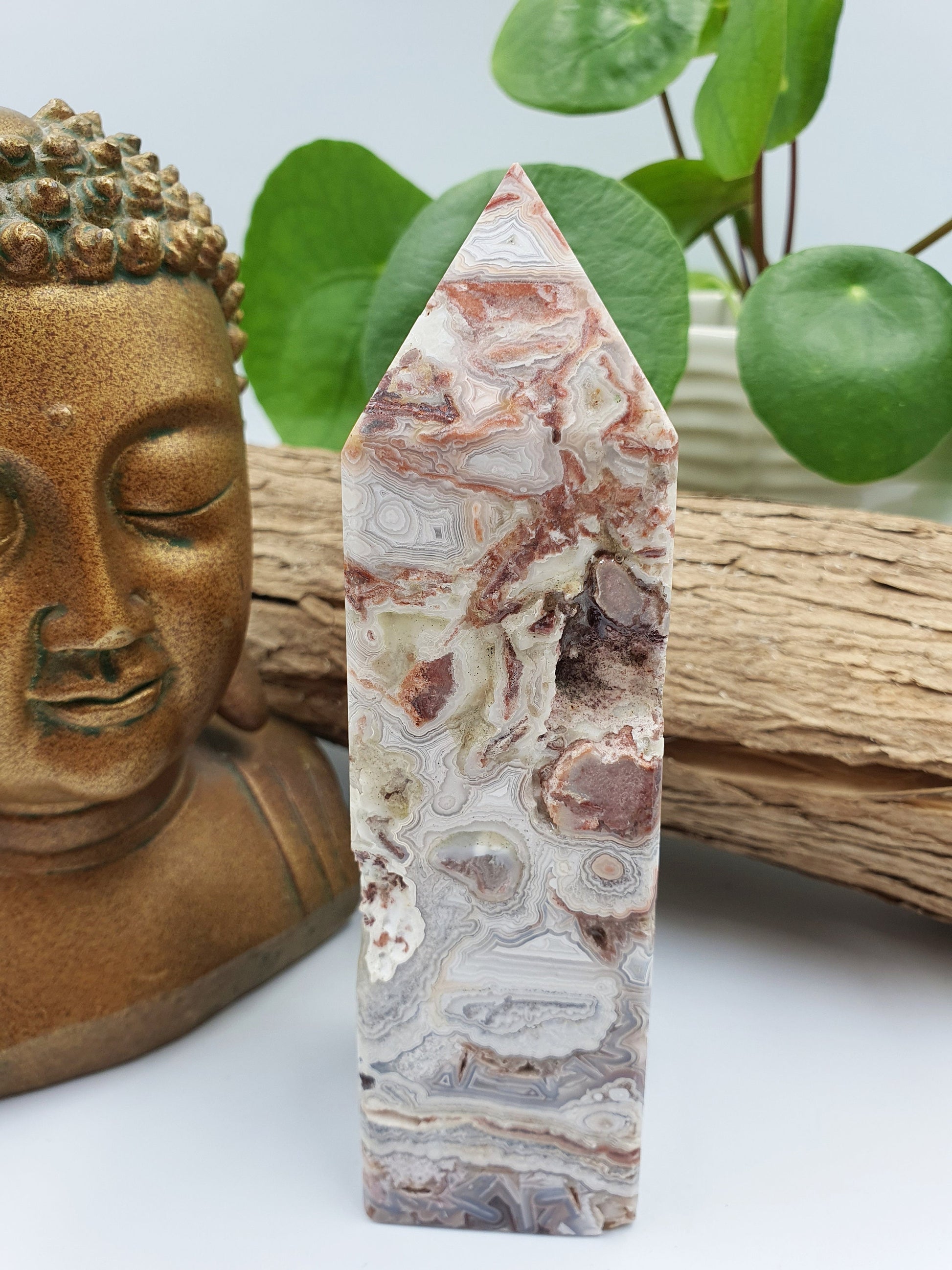 Mexican Crazy Lace Agate Crystal Tower